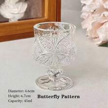 12/6/4/2pcs Diamond/Butterfly Pattern 40ML Stemmed Glass Cups, Transparent & Refractive, Elegant Mini One-Sip Teacups, Tall Stem Design Prevents Overfilling - Clear - View 8