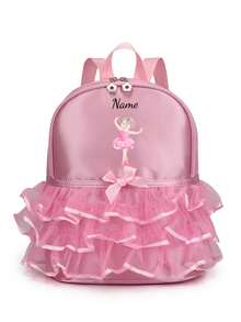 Personalized Custom Back To School Mini Casual Backpack, Simple And Exquisite Design, Versatile And Practical. Solid Color Design Accented With Bows And Lace Trim, Decorated With Ballet Style Patterns. Perfect For Daily Use, Outings, Shopping And School. Also A Great Birthday Or Back To School Gift. - Multicolor - View 9