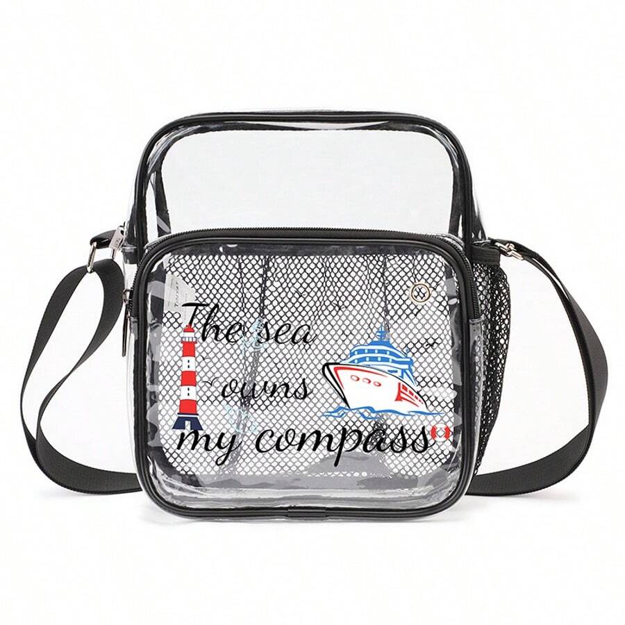 TINYAT Túi đeo chéo trong suốt chủ đề hàng hải, được chấp thuận sử dụng tại sân vận động, túi đeo vai trong suốt cho du thuyền và buổi hòa nhạc. - Nhiều màu - Xem 1