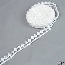 Dây ren trắng 5 thước/lô, ruy băng ren thêu cotton, vải ren móc, phụ kiện may vá thủ công DIY. - Màu xanh (1 cái) - Xem 12