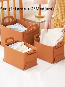 Storage Basket Felt Storage Bin, Foldable Felt Storage Basket, Large Storage Basket, Sundries Storage Basket, Office Item Storage Basket, Collapsible& Convenient Box Organizer With Carry Handles For Office Bedroom Closet Toys Laundry - 棕色 - 查看 7