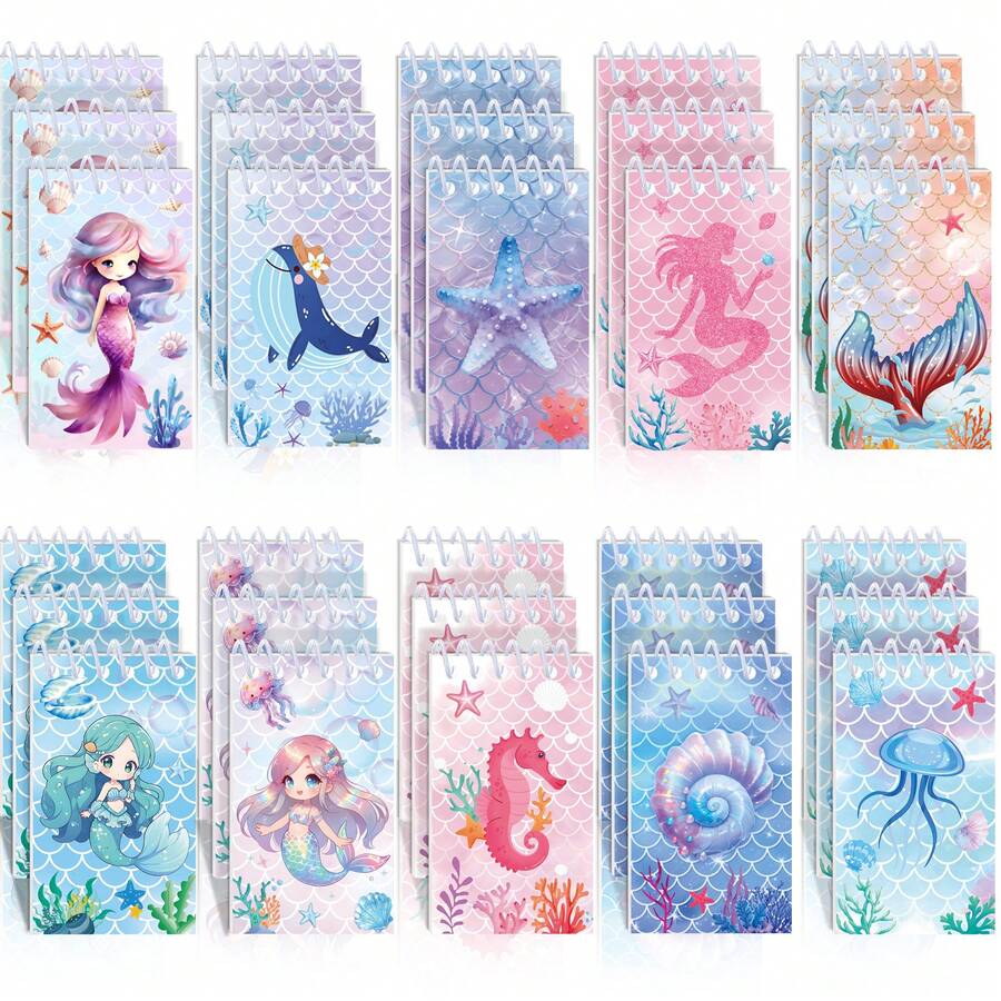 Bộ 12 cuốn sổ tay xoắn ốc hình nàng tiên cá, sổ học sinh, sổ từ vựng, sổ phác thảo, sổ ghi nhớ, đồ dùng học tập, quà tặng học sinh, sổ tay dự tiệc, văn phòng phẩm tựu trường, sổ ghi nhớ Giáng sinh. - Nhiều màu - Xem 1