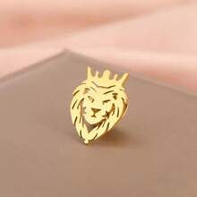 Hollow Lion Brooch, Stainless Steel Hiphop Chic Versatile Backpack Accessory - Silver - View 6