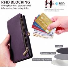 1 buah Dompet Kulit Multifungsi dengan Slot Kartu, Tali Selempang, Kompatibel dengan Apple 17 Pro Max / Series, Casing Pelindung Ponsel Flip Cover Modis untuk Belanja, Bepergian - Purple - View 7