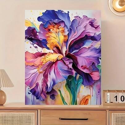 1幅花卉钻石画。花卉艺术，盛开，家居墙面装饰。DIY全钻设计，适合各种场合。15.75*19.69英寸。无框