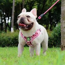 1 pieza Arnés para mascotas sin tirones, chaleco reflectante para perros, arnés para mascotas cómodo, transpirable y ajustable con estampado rosa para paseos al aire libre para perros pequeños y medianos - Rosa - Ver 10