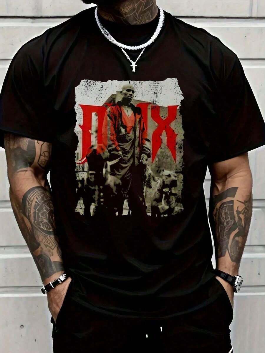 Herren-T-Shirt, 100 % Baumwolle mit DMX-Kunstdrucken, Vintage-Stil, alle Größen, Unisex, Schwarz – Lässiges T-Shirt, Unisex, weich, atmungsaktiv, angenehmer Stoff, Kurzarm, Retro, beliebtes Produkt - Schwarz - Übersicht 1