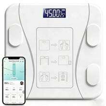 Body Fat Scale, Maximum Weight 180kg, Bluetooth Electronic Scale, USB Charging And LCD, Smart Body Scale, Multiple Data Analysis, Body Weight Scale, Compatible With IOS And Android. Accurate Bluetooth Health Devices For Home Users With Synchronization Apps, LED, Tempered Glass - White - View 2