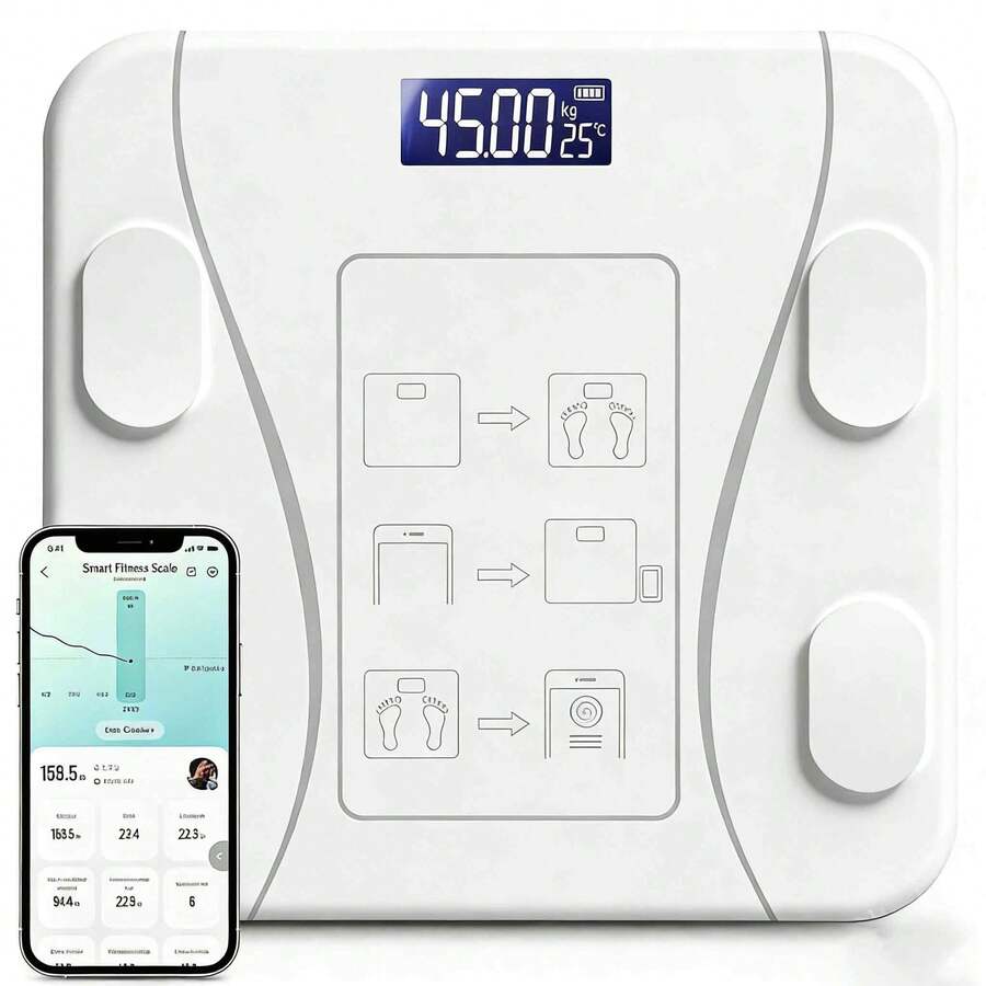 Body Fat Scale, Maximum Weight 180kg, Bluetooth Electronic Scale, USB Charging And LCD, Smart Body Scale, Multiple Data Analysis, Body Weight Scale, Compatible With IOS And Android. Accurate Bluetooth Health Devices For Home Users With Synchronization Apps, LED, Tempered Glass