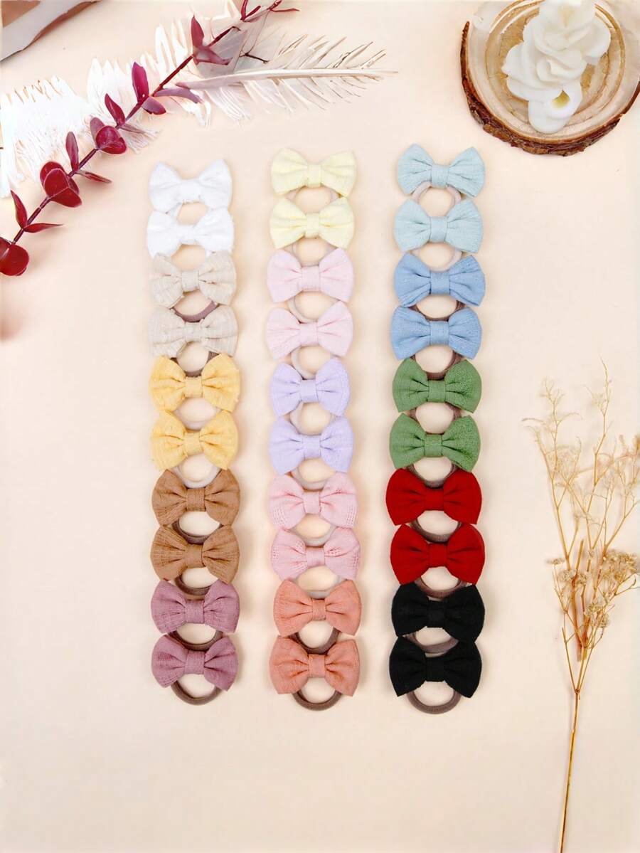 20 chiếc nơ ruy băng 2 inch với họa tiết in và thêu, phụ kiện tóc cho bé gái, băng đô co giãn, đồ trang trí tóc. - Nhiều màu - Xem 1
