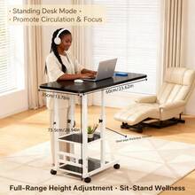Office Computer Desk, Foldable Mobile Desk With Adjustable Height, Wheels And Storage Drawers - Space-Saving Bed/Sofa Computer Desk, Sturdy Small Work Table, 3-Tier Metal Desk, Suitable For Bedrooms, Living Rooms, Offices, Etc., Space-Saving Desk, Modern Office Desk, Height-Adjustable Table, Multi-Tier Office Desk. - Bàn máy tính ba tầng màu đen (mẫu cao cấp & bbbb) - Xem 7