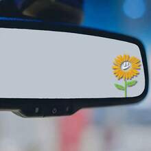 Happy Sunflower Creative Car Rearview Mirror Sticker, Retro Window Glass Decal Sticker, Waterproof For Travel Trailer And RV - Decorative Stickers - View 1