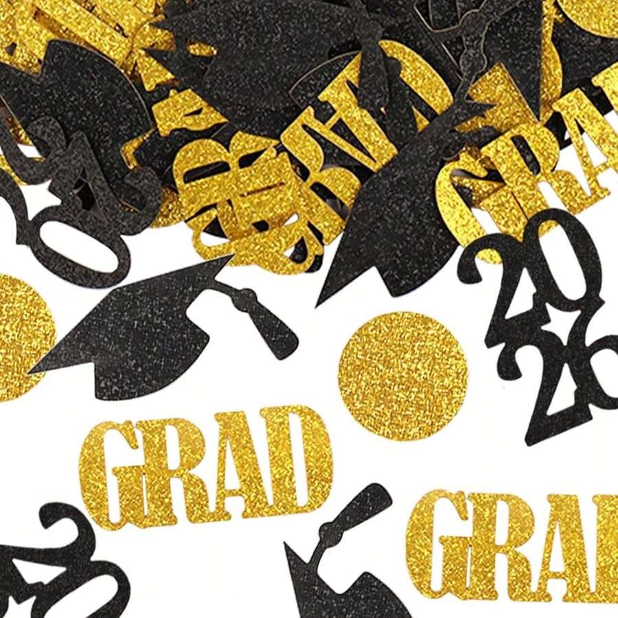 Graduation Confetti 2026 For Table, Gold Black Sequins Paper Congrats ...
