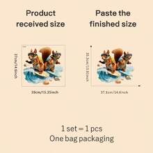 2D Flat - 2D Flat - 1pc Of 2D Printed Surfing Squirrel Surfboard Tropical Fish Wall Sticker, Creative Self-Adhesive Removable Double-Sided Visible PVC Home Decoration For Beautifying Doors And Windows In Living Rooms, Bedrooms, Studies - A - View 3