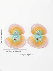 1 Pasang Anting Pantai Boho - Enamel Gradien Dua Lapisan dengan Bintang Laut - Perhiasan Pernyataan Bertema Bahari - kerang - View 2
