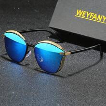 WEYFANY 时尚男士太阳镜，猫眼纯色复古金属偏光太阳镜，TAC材质轻盈舒适，优雅复古简约百搭时尚镜框，适合驾驶、户外活动、旅行、派对、摄影、休闲、海滩、音乐节、徒步、度假、高尔夫、远足等场合。 - 彩色 - 查看 7