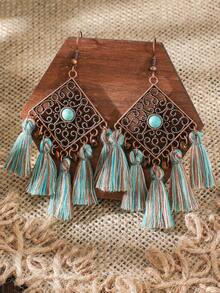 TopHanqi Ensemble de boucles d'oreilles bohèmes vintage pour femmes, boîte aveugle aléatoire de boucles d'oreilles à franges géométriques, bijoux de style Mori polyvalents - Multicolore - Voir 8