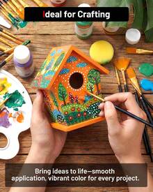 Fantastory 52Pack Acrylic Paint Set, 36 Colors Multi-Surface Craft Paint With 12 Brushes, Palette, Sponge, Color Card - Multicolor - Ver 7
