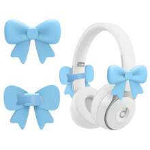 2pcs Pink Bow Decor Earphone Accessories, Cute Printed Bow Fashionable Earphone Attachments, Christmas Gift For Gamer Girls - Multicolor - View 9