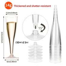 25/50pcs Elegant Reusable Plastic Champagne Flutes - 130ml/4.5oz Clear Glasses With Stem & Rim, ,Durable & Stylish For Weddings, Parties, Thanksgiving, Christmas, Halloween, New Year Party - View 3