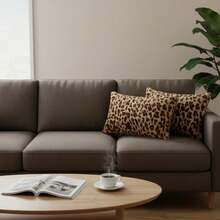 1个豹纹毛绒枕套，不含枕芯，仿毛皮床上用品枕套，50*66/75厘米长方形枕套，适合卧室使用 - 棕色 - 查看 5