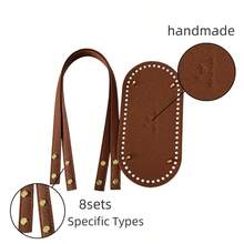 No-Sew PU Leather Crochet Bag Making Kit, Includes Oval Base Shaper, Replaceable Strap Handles, And 8 Snap-In Rivets, Suitable For Handmade Tote Bag, Handbag DIY, Pre-Drilled Holes For Easy Assembly, PU Leather Accessories, DIY Wallet Making - A - View 6