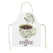 1pc Coffee Pattern Kitchen Apron, Suitable For Kitchen, Living Room, Dining Room, Hotel, Outdoor BBQ And Other Scenarios, Made Of 100% Polyester, Machine Washable - Multicolor - View 10