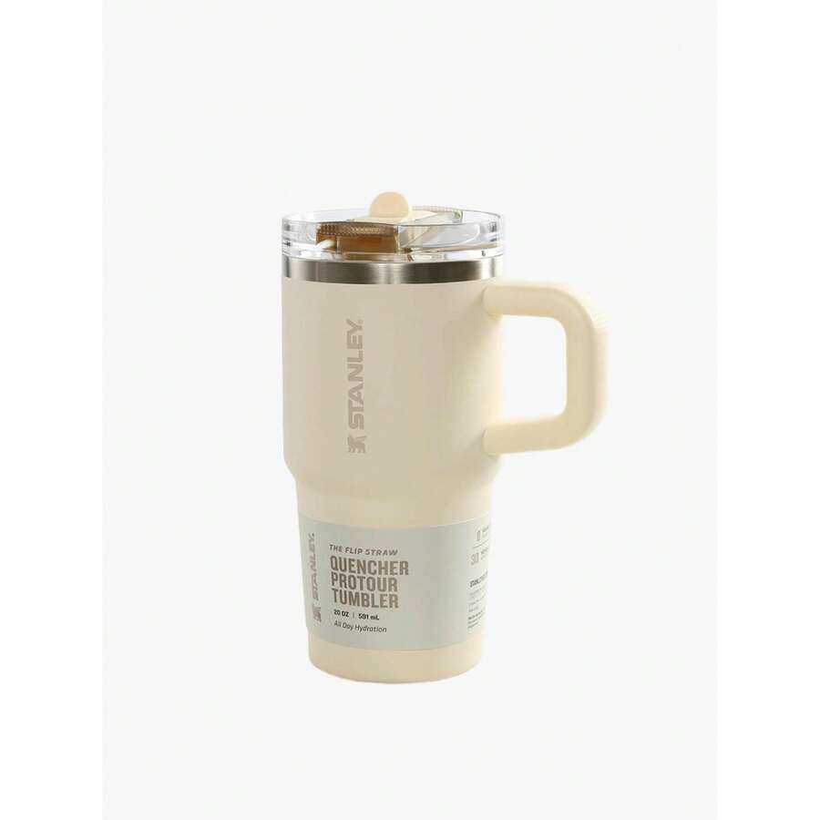 STANLEY - The Quencher Pro Tour Flip Straw Tumbler 20oz With Handle & Straw, Stainless Steel Vacuum Travel Mug, Leakproof Lid, Large Capacity Cup, Keeps Drinks Cold All Day, For Water, Coffee, Iced Drinks 10-21319-0019 - 1092 奶油色 - 查看 1