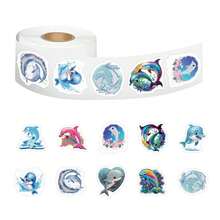 500 pièces Rouleau d'autocollants de baleines mignonnes, autocollants doux kawaii convenant pour les bouteilles d'eau, les ordinateurs portables, les journaux, les artisanats DIY - 1 Set - Voir 3