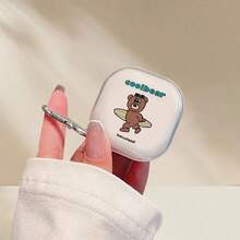 Ốp bảo vệ tai nghe hình gấu trượt ván, tương thích với tai nghe Galaxy Buds/Buds Pro/ Buds2/Buds2 Pro/Buds LIVE/Buds FE/Buds+, ốp bảo vệ tai nghe không dây mới cho Galaxy Buds 4, quà tặng cho bạn trai/bạn gái, ngày Valentine, ngày lễ, lễ Phục sinh. - Trong sáng - Xem 5