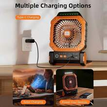 New Solar Powered Outdoor Fan, With Solar Panel, Portable USB Charging, 4 Wind Speeds, 3 Lighting Modes, Super Quiet, Timing, Suitable For Fishing, Camping, Tent, Outdoor Tool Accessory - Multicolor - View 8