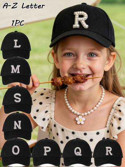 Teen Girls Sparkle Letter Baseball Hat, Adjustable Sun Visor Cap For Kids Personalized Peaked Hat For Outdoor Activities