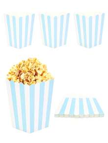 10pcs/20pcs/50pcs Kotak Popcorn Mini Bergaris Biru & Putih, Kantong Popcorn Permen Snack, Wadah Popcorn, Kotak Popcorn, Gelas Dekorasi Pesta Film, Wadah Kertas, Pesta Ulang Tahun, Dekorasi Pesta Pengungkapan Jenis Kelamin Bayi - Biru dan Putih - View 5