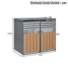 Storage Box With Hinged Lid, Ventilation Opening With Mesh, With Lock And Two Doors. - Gray 1 - View 4