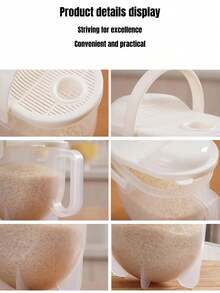 1 pieza Lavador de arroz multifuncional, adecuado para 1-2 porciones, lava arroz, frutas y verduras sin tocar el agua, colador y tamiz de PP transparente desmontable, herramienta de cocina gruesa y duradera, esencial para la cocina diaria, fácil de limpiar - Talla única para todos - Ver 7