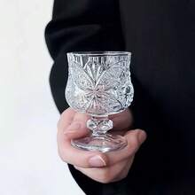 12/6/4/2/1个装 钻石/蝴蝶图案 40毫升带柄玻璃杯，透明折射，迷你单口茶杯，高柄设计防止过量饮用 - 無色 - 查看 6