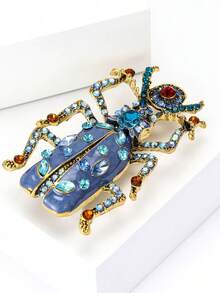 1pc Women's Crystal Rhinestone Beetle Brooch, Insect Brooch, Suitable For Bags, Sweaters, Coats, Hats, Shoes, Dresses, Suits - Beetle (4650) - View 3