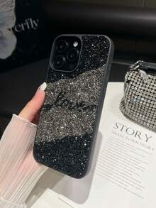 1个灰色闪光爱心喷雾防摔二合一手机壳，适用于15promax/17promax/16promax - 灰色 - 查看 4