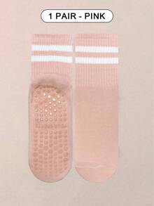 1双/4双/6双装女士条纹瑜伽防滑袜，专业室内运动健身中筒袜，精美圣诞礼物，独特新年礼物，女友情人节礼物 - 彩色 - 查看 14