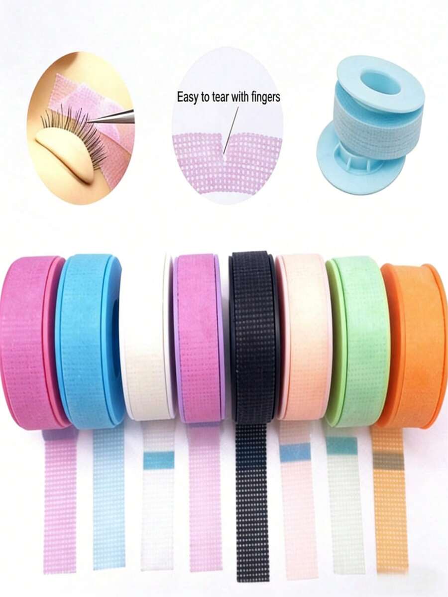 1片无纺布微孔硅胶睫毛胶贴，透气低敏，橙玫瑰红眼皮垫，睫毛嫁接工具 - 彩色 - 查看 1