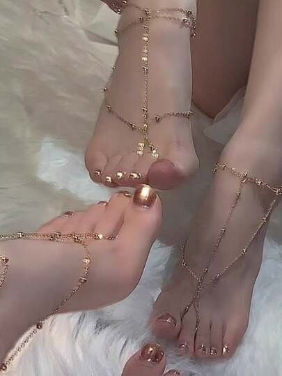 1 pieza Tobillera con cuentas y flecos de malla de moda multicapa, accesorio de vacaciones, regalo de joyería para fiesta de bodas (evitar el contacto con el agua)