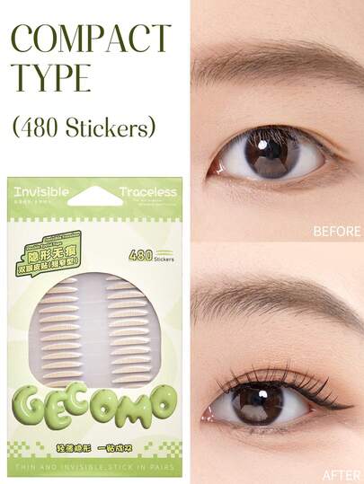480pcs/Pack Invisible Eyelid Tapes, Breathable Mesh Material Fresh Green, Short & Narrow Type, Waterproof, Sweat-Proof, Natural Matte Finish, Easy To Apply And Remove, Everyday Makeup Essential