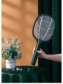 三合一电蚊拍，Type-C充电，大面积网面，三层网罩，可立式支架，手动开关，自动电击灭蚊，物理驱蚊，适合居家/露营使用，300mAh - 顏色隨機 - 查看 8