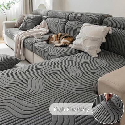 1 chiếc vỏ đệm ghế sofa chống trượt bằng vải jacquard sang trọng, mềm mại và thân thiện với da, chống trầy xước do thú cưng, có độ co giãn, phù hợp với ghế sofa hình chữ L và ghế sofa 1/2/3/4 chỗ ngồi, sử dụng được quanh năm (Bán lẻ từng chiếc)
