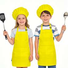 Bộ 2 tạp dề và mũ đầu bếp cho trẻ em, tạp dề trẻ em trai và gái có 2 túi điều chỉnh được, tạp dề vẽ tranh cho trẻ em, thích hợp cho lớp học nấu ăn, làm bánh, vẽ tranh, thủ công, nướng thịt, hoạt động DIY, tiệc tùng, dành cho trẻ từ 6-13 tuổi. - Nhiều màu - Xem 14