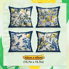 4 vỏ gối nhung màu đào in hình hoa chanh và chim màu xanh trắng, 100% polyester, trang trí phòng khách, sofa, phòng ngủ, kích thước 40x40cm/45x45cm/50x50cm, không kèm ruột gối. - Nhiều màu 05 - Xem 9