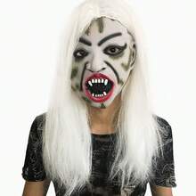 Halloween Super Scary Props Sadako Mask, Witch With White Hair, Rotten Face Vampire Mask, Masquerade Performance Props - Multicolor - View 1