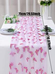 Wedding Butterfly Mesh Table Runner, Elegant Purple Butterfly Design Table Cover,Suitable For Wedding Party Table Decoration, Kitchen & Dining Room Decor, Birthday, Wedding, Wedding Event Decorations, Wedding Venue Decor. - One Size Fits All - View 12