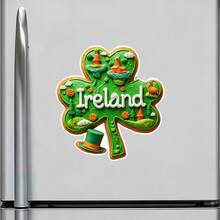 A Shamrock Made Of Irish Scones: Ireland Shamrock Magnet With Shamrock Shape & Buttery Hue, Green Hills & Sheep – Celtic Charm For Your Fridge - Irish Clover - View 2