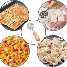 1个锌合金木柄意面切割器，波浪形面团滚轮，坚固耐用的意大利面切割轮，饺子压边器，1.5英寸，长柄和短柄可选 - 銀色 - 查看 11